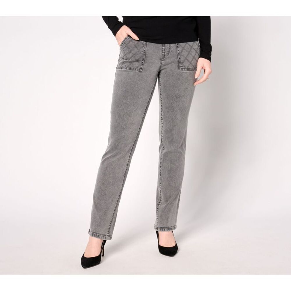 SUNNYLiFE Women's Petite Pants 14P True Denim Fog Straight Leg Jeans Gray